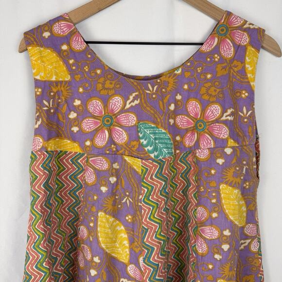 BATIK PUTRI Patchwork Tank Dress Womens Pink Green Purple Est Medium Boho Indie - Picture 4 of 7